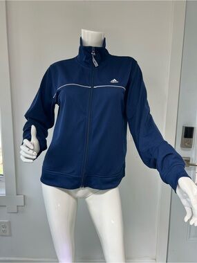Vintage Made in Canada adidas Women's Navy Blue Full-Zip Bomber Track Rare